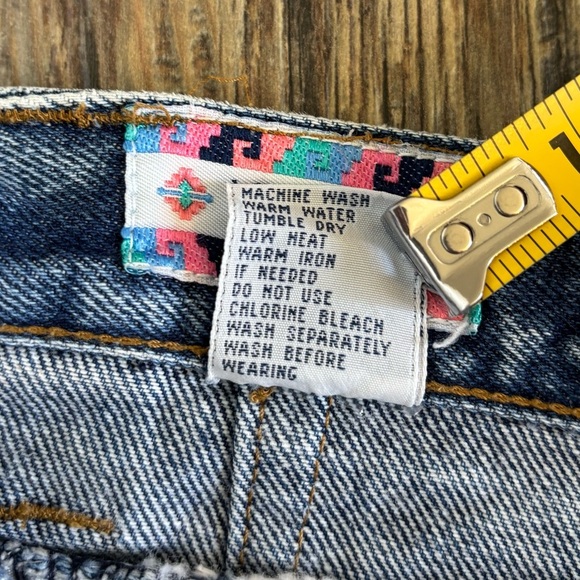 Nuovo High Rise Mom Jeans Womens 7 Double Yoke Blue Jewel Buttons Vintage 80s - Picture 11 of 16